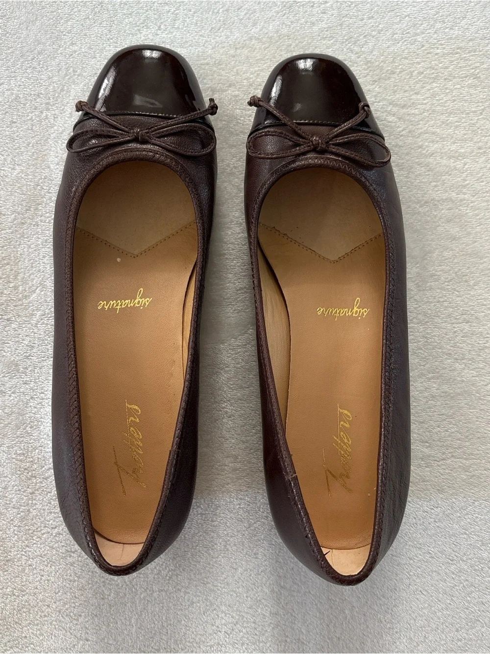 Vintage Y2K Trotters Brown Leather Wedge Pump Ballet Shoes W8
